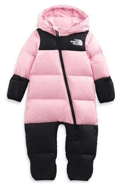 The North Face 1996 Retro Nupse Nylon Down Romper In Cameo Pink