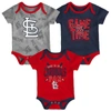 Outerstuff Newborn And Infant Boys And Girls St. Louis Cardinals Red, Navy, Heathered Gray Game Time Three-piec In Red