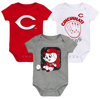 OUTERSTUFF INFANT RED/WHITE/HEATHERED GRAY CINCINNATI REDS 3-PACK CHANGE UP BODYSUIT SET