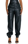Naked Wardrobe The Crocodile Faux Leather Joggers In Black