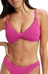 Good American Always Fits Sculpt Twist Bikini Top In Fuschia Pink