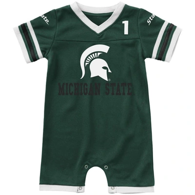 Colosseum Babies' Newborn And Infant Boys And Girls  Green Michigan State Spartans Bumpo Football Logo Romper