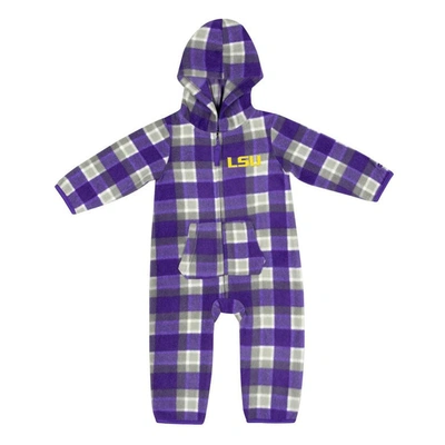 Colosseum Babies' Infant  Purple/gray Lsu Tigers Farays Plaid Full-zip Hoodie Jumper
