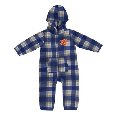 Colosseum Babies' Infant Boys And Girls  Navy, Gray Auburn Tigers Farays Plaid Full-zip Hoodie Jumper In Navy,gray