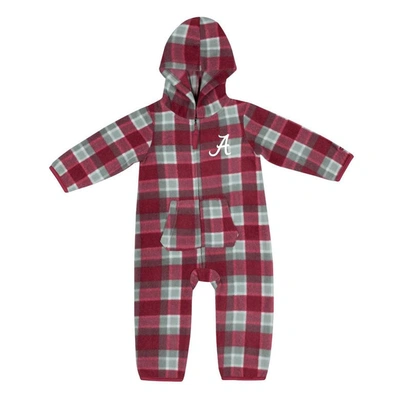 Colosseum Babies' Infant Boys And Girls  Crimson, Gray Alabama Crimson Tide Farays Plaid Full-zip Hoodie Jump In Scarlet,gray
