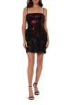 Helsi Hilma Floral Appliqué Sequin Minidress In Black/burgundy