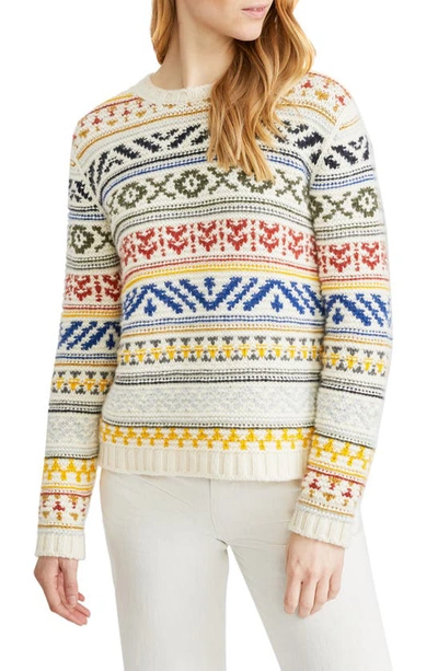 Loro Piana Mixed Pattern Cashmere Crewneck Sweater In Fancy Nougat