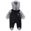 Outerstuff Newborn And Infant Boys And Girls Black, Gray Colorado Rockies Game Nap Teddy Fleece Bunting Full-zi In Black
