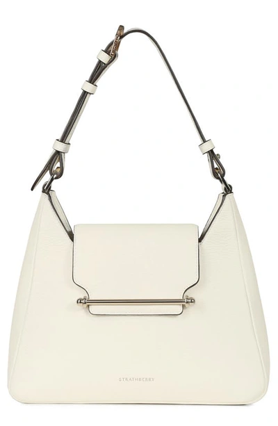 Strathberry Multrees Hobo Leather Shoulder Bag In White