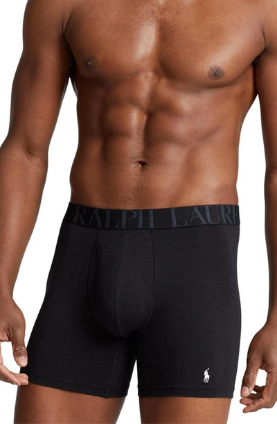 Polo Ralph Lauren Stretch Logo Waistband Classic Fit Boxer Briefs, Pack Of 5 In Black/gray/light Blue/ Royal Blue/ Navy
