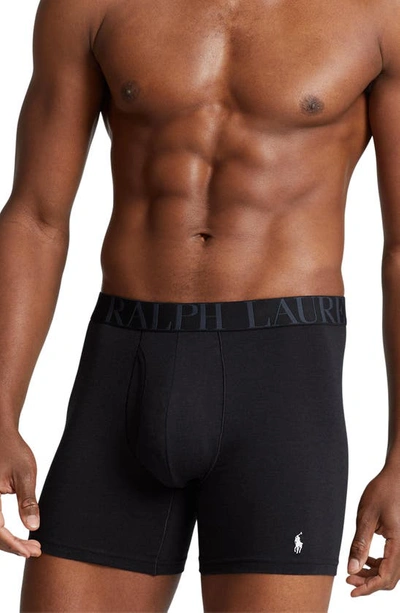 Polo Ralph Lauren Stretch Logo Waistband Classic Fit Boxer Briefs, Pack Of 5 In Black/ Grey/ Blue
