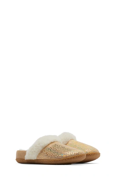 Sorel Kids' Nakiska Ii Faux Fur Slide Slipper In Ceramic