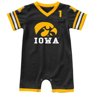 Colosseum Babies' Infant  Black Iowa Hawkeyes Bumpo Football Romper