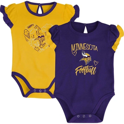 Outerstuff Babies' Newborn & Infant Purple/gold Minnesota Vikings Too Much Love Two-piece Bodysuit Set