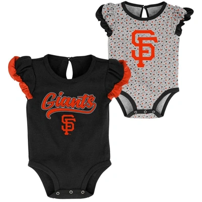 Outerstuff Babies' Newborn & Infant Black/heathered Grey San Francisco Giants Scream & Shout Two-pack Bodysuit Set