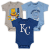 Outerstuff Infant Boys And Girls Royal, Light Blue, Heathered Gray Kansas City Royals 3-pack Change Up Bodysuit In Royal