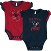OUTERSTUFF NEWBORN & INFANT NAVY/RED HOUSTON TEXANS TOO MUCH LOVE TWO-PIECE BODYSUIT SET