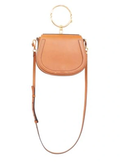 Laura Mercier Medium Nile Leather & Suede Bracelet Bag In Caramel
