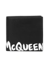 ALEXANDER MCQUEEN BIFOLD WALLET IN LEATHER WITH GRAFFITI LOGO PRINT