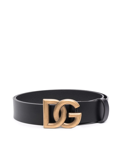 Dolce & Gabbana Dg Belt With Logo In Black