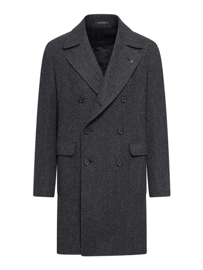 Tagliatore Double-breasted Coat In Wool In Black