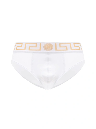 Versace Greca Briefs With Print In White