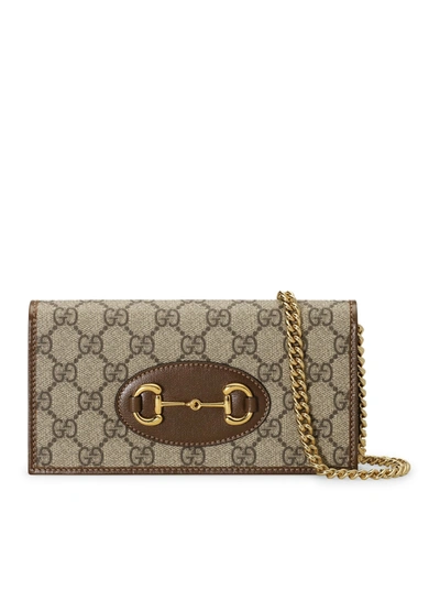 Gucci 1955 Horsebit Wallet With Chain In Brown