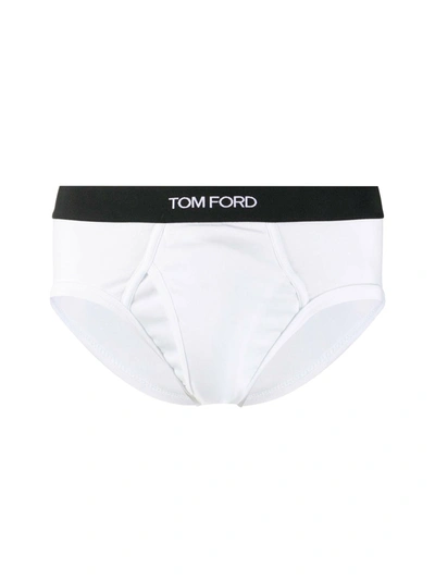 Tom Ford Logo Waistband Briefs In White