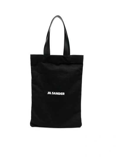 Jil Sander Logo-print Tote Bag In Black