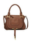 Chloé Marcie Small Double Carry Satchel Bag In Grained Leather In Nude & Neutrals