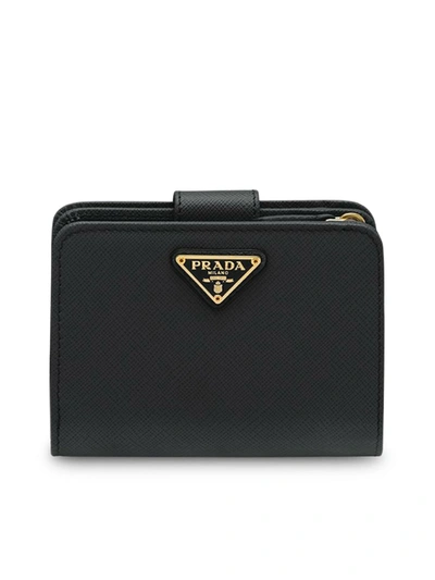 Prada Saffiano Leather Small Wallet In Black