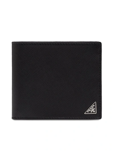 Prada Saffiano Logo Wallet In Black