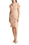 Alexia Admor Willa Draped Short Sleeve Sheath Dress In Green Multi