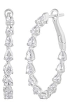 BADGLEY MISCHKA BADGLEY MISCHKA COLLECTION 14K WHITE GOLD PEAR CUT DIAMOND HOOP EARRINGS