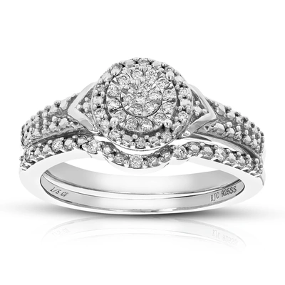 Vir Jewels 1/5 Cttw Round Cut Lab Grown Diamond Wedding Engagement Ring Bridal Set .925 Sterling Silver Prong S