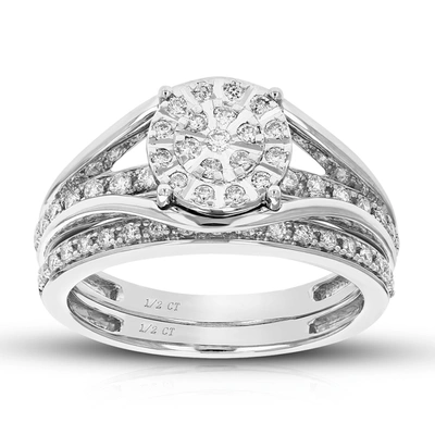Vir Jewels 1/2 Cttw Round Cut Lab Grown Diamond Wedding Engagement Ring Bridal Set .925 Sterling Silver Prong S