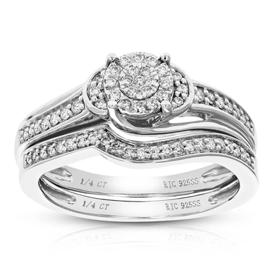 Vir Jewels 1/4 Cttw Round Cut Lab Grown Diamond Prong Set Wedding Engagement Ring Bridal Set .925 Sterling Silv In Silver