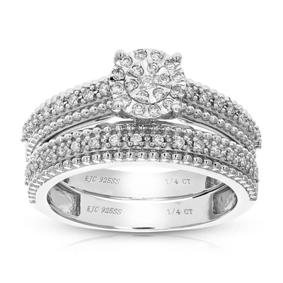 Vir Jewels 1/4 Cttw Lab Grown Diamond Round Cut Wedding Engagement Ring Bridal Set .925 Sterling Silver Prong S