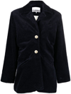 Ganni Sky Captain Single-breasted Corduroy Jacket In Blu