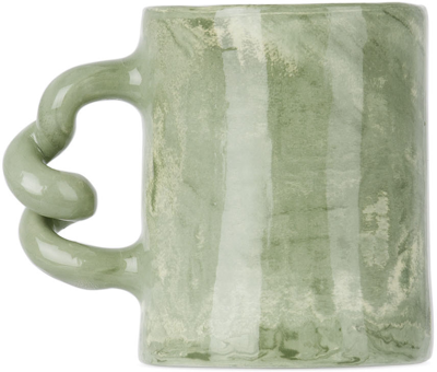 Harlie Brown Studio Green Stripe Delights Wiggle Mug In Green Marble