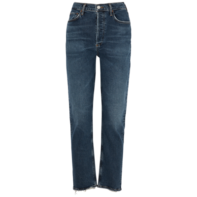 Agolde Riley Straight-leg Jeans In Mid Blu