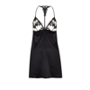 Fleur Of England Onyx Lace-cup Silk-blend Nightdress In Black