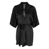 Fleur Of England Onyx Lace-embroidered Robe In Black
