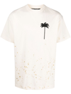 Palm Angels Splatter-effect Logo-print T-shirt In Neutrals