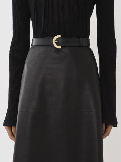 Chloé "c" Belt Black Size L 100% Calf-skin Leather In Noir