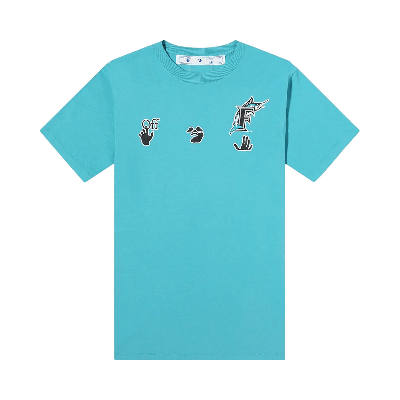Pre-owned Off-white X Mlb Miami Marlins Short-sleeve Tee 'lake Blue'