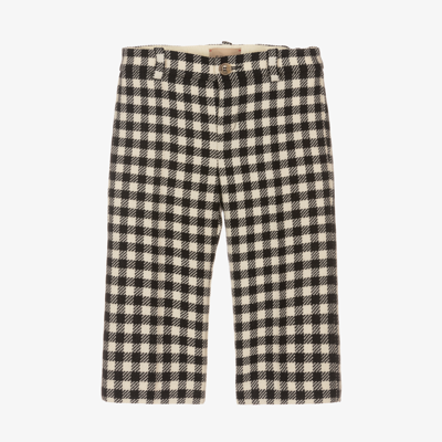 Gucci Baby Boys Black Check Wool Trousers