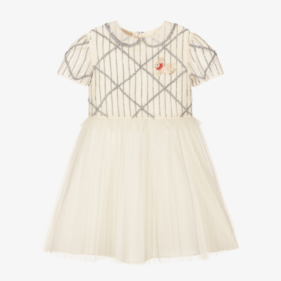 Gucci Babies' Girls Ivory Sequined Tulle Dress