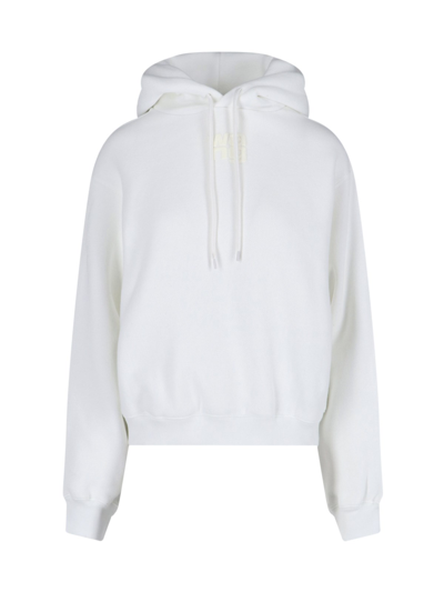 Alexander Wang T Logo Hooded Sweatshirt In Bianco