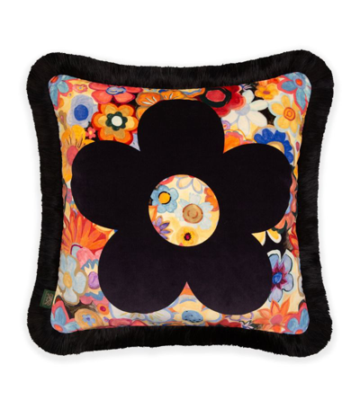 House Of Hackney Medium Velvet Lamorna Fringed Cushion (45cm X 45cm) In Multi